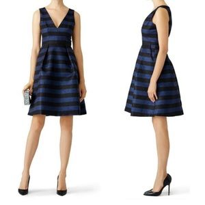 Hutch Iridescent Stripe Dress Metallic V-Neck Pleated Sleeveless Fit & Flare